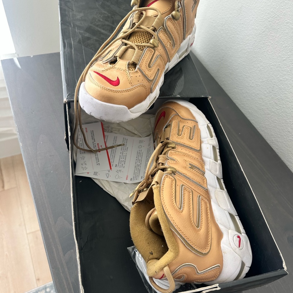 Nike X Supreme Suptempo Gold and White Sneakers with Red Accents size 10 - Picture 6 of 9